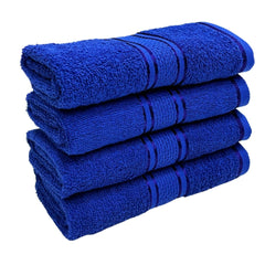 Stamio Cotton Hand Towel 800 Gsm | Soft, Absorbent, Quick Dry, Small Size Towels, Travel Friendly Towel (Navy Blue) - Set Of 4
