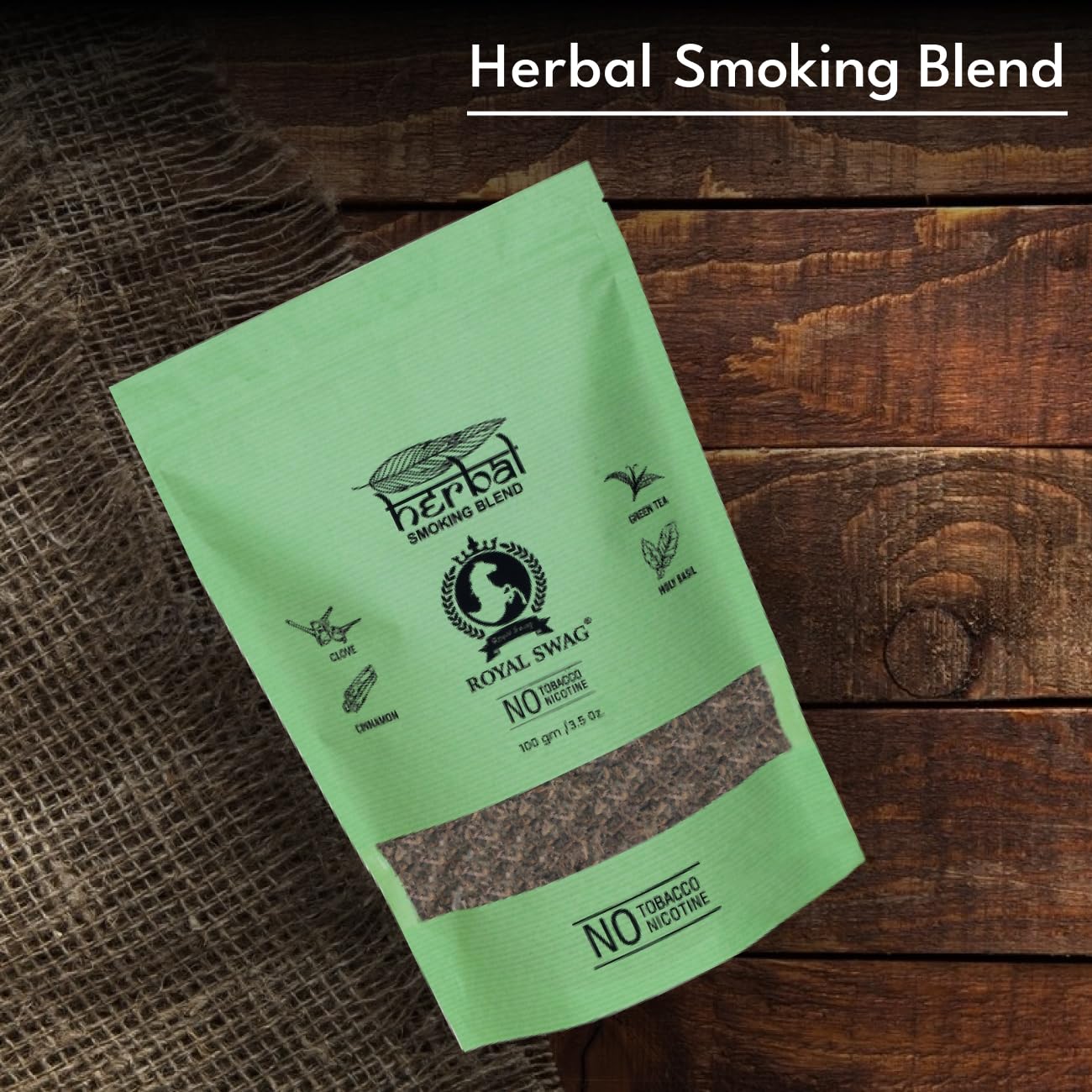 Royal Swag Tobacco & Nicotine Free Smoking Mixture With 100% Natural Herbal Smoking Blend 1 Pack 100gm Royal Swag Tobacco & Nicotine Free Smoking Mixture With 100% Natural Herbal Smoking Blend 1 Pack 100gm