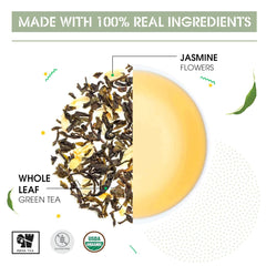 Teabox Jasmine Green Tea - 100gm, 3.5 Ounce | Made With 100% Whole Leaf - Natural Jasmine Flowers Sourced From Madurai | Low Caffeine, 0% Bitterness