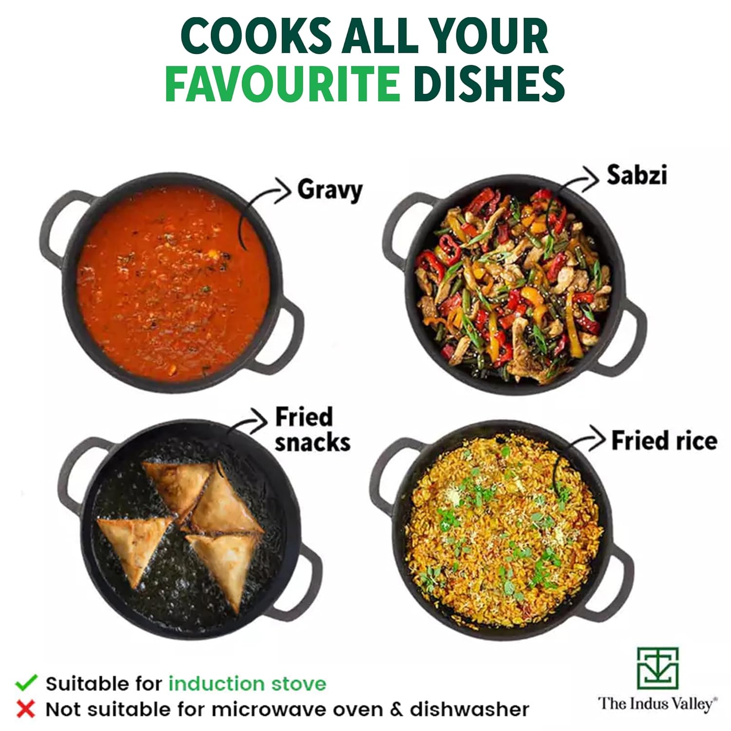 Pre-Seasoned Cast Iron Kadai With Flat Handles & Free Wooden Spatula - Medium, 25.4 Cm, 10 Inch, 2.3 Liters, 2.5 Kg | Naturally Nonstick Kadhai, 100% Pure & Toxin-Free, No Chemical Coating Pre-Seasoned Cast Iron Kadai With Flat Handles & Free Wooden Spatula - Medium, 25.4 Cm, 10 Inch, 2.3 Liters, 2.5 Kg | Naturally Nonstick Kadhai, 100% Pure & Toxin-Free, No Chemical Coating