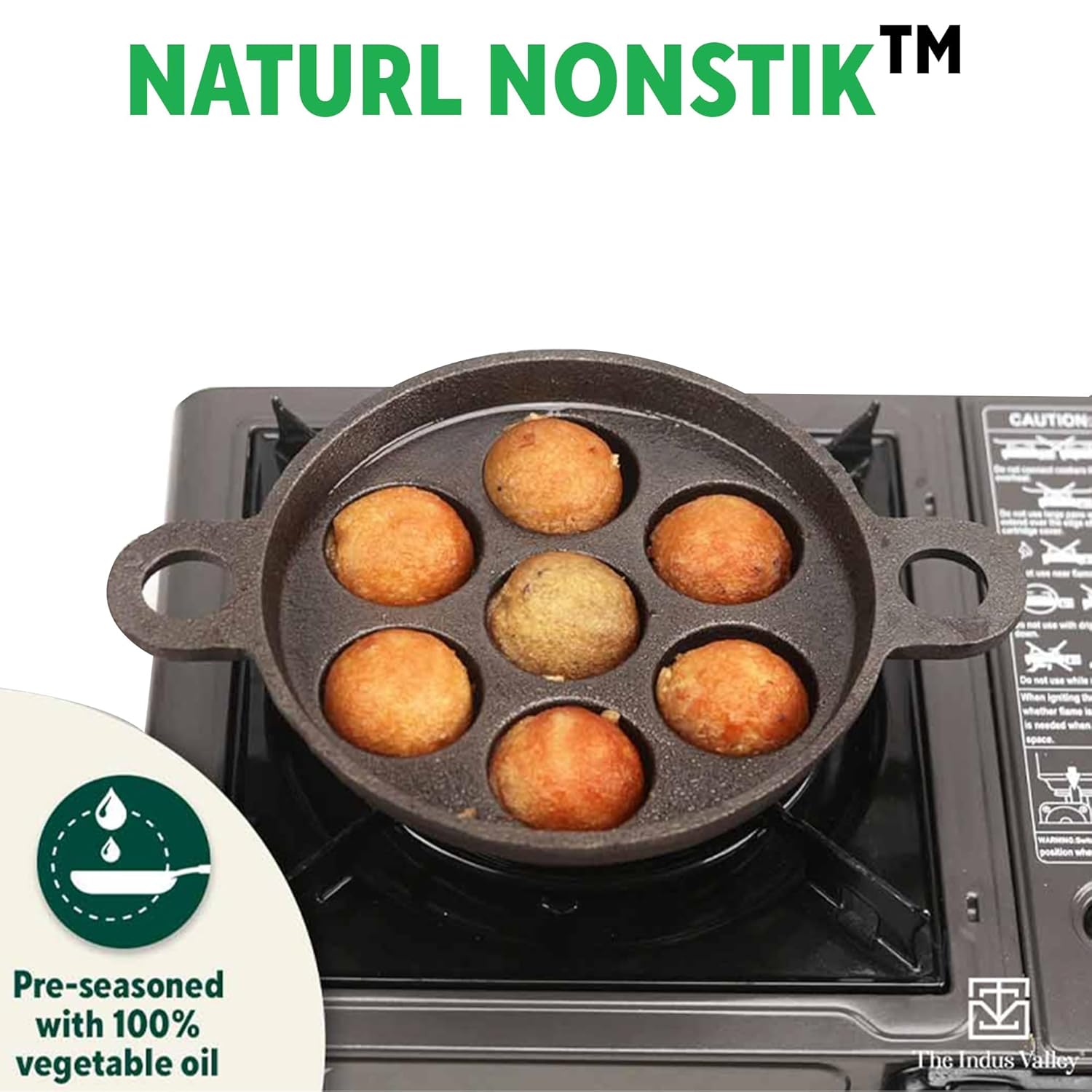 Super Smooth Black Cast Iron Paniyaram Pan - 7 Pit, 19cm, 7.4 Inch, 2.2 Kg | Induction Friendly - Nonstick, Pre-Seasoned Appe Or Paddu Pan, 100% Pure & Toxin-Free, No Chemical Coating Super Smooth Black Cast Iron Paniyaram Pan - 7 Pit, 19cm, 7.4 Inch, 2.2 Kg | Induction Friendly - Nonstick, Pre-Seasoned Appe Or Paddu Pan, 100% Pure & Toxin-Free, No Chemical Coating