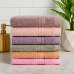 Furnofy Premium Cotton Hand Towels Set Of 6 (Pastel Colour)