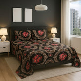 Microfiber Printed Double Bedsheet With 2 King Size Pillow Covers Breathable - Size 90 X 100 Inches, Multicolor Bedsheet | 144 TC Microfibre Double Bedsheet