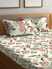 Printed King Size Double Bed Bedsheet With 2 Pillow Cover | 72 X 78 Inches, Multicolor | All Around Elastic Fitted Bedsheet | Softness & Comfortable Rest In Any Season