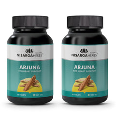 Nisarga Herbs Arjuna Tablet, 100% Organic, Ayurvedic & Natural, Gluten Free Herbal Heart Tonic, Strengthens Cardiac Muscles & Cholesterol Control | 60 Veg Tablets 100gm 0.2lb Each Pack Of 2