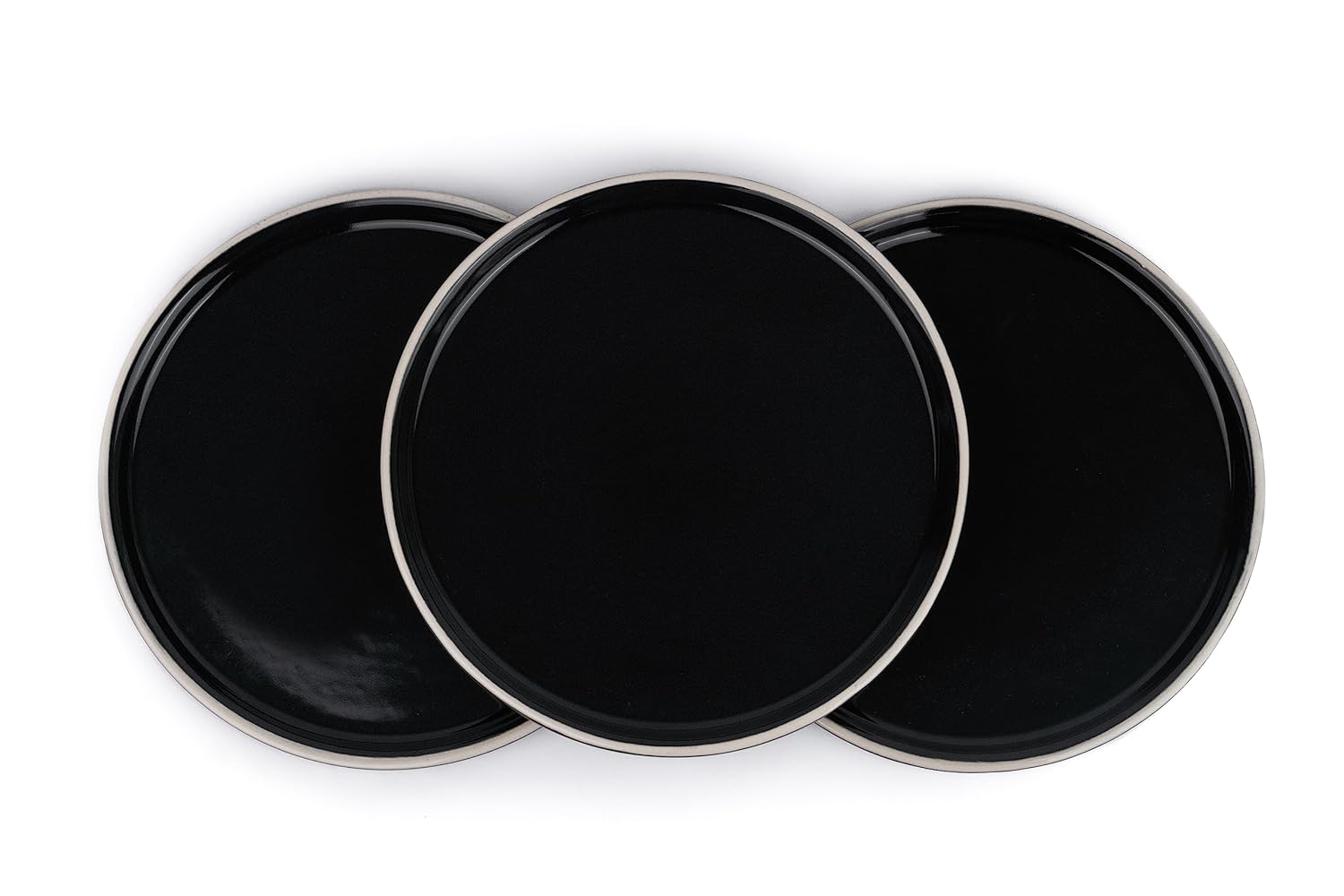 Ceramic Dinner Plates Set Of 6 Pieces, Black With White Rim | Ceramic Plates Set - Glossy Finish Plate Set | Ceramic Dinner Plates - Plates Set For Dinner | Microwave Safe & Dishwasher Safe Ceramic Dinner Plates Set Of 6 Pieces, Black With White Rim | Ceramic Plates Set - Glossy Finish Plate Set | Ceramic Dinner Plates - Plates Set For Dinner | Microwave Safe & Dishwasher Safe