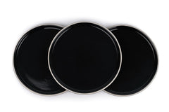 Ceramic Dinner Plates Set Of 6 Pieces, Black With White Rim | Ceramic Plates Set - Glossy Finish Plate Set | Ceramic Dinner Plates - Plates Set For Dinner | Microwave Safe & Dishwasher Safe