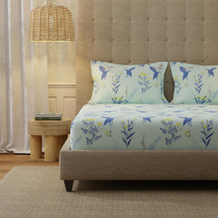 100% Cotton Bedsheet Set For Double Bed, Queen Size, 2 Pillow Covers - 88 X 100 Inches, Mint Blue | Perfect For Sensitive Skin, Ideal Gifting Choice For Weddings Or Anniversaries