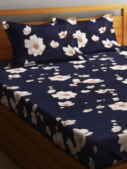 Microfiber Double Bedsheet With 2 Pillow Covers - 85 X 86 Inches, Blue | Normal Hand Wash Or Machine Wash | 144 Thread Count