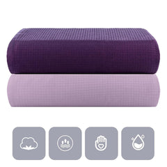 Casa Copenhagen Designed In Denmark Waffle Super Soft 2 Pieces 100% Cotton Large Bath Towel 525 Gsm - Dark Purple & Purple Rose