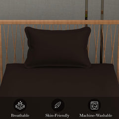 Solid Plain Single Size Bedsheet Set With 1 Pillow Covers | Size - 60 X 90 Inches, Brown | Ideal For All Seasons Due To Its Breathable Nature