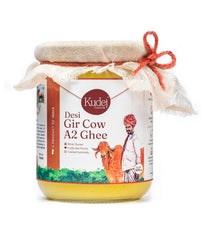 Premium Gir Cow A2 Ghee By Kudej | High In Vitamins A, D & Healthy Bilona Method Desi Ghee Good For Weight Loss | (500ml) 16.9 Ounce | Jar Pack