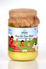 Organic Natural Desi Gir Cow Ghee By Rishyam | Made With Vedic Bilona Method Indian Gir Cow Ghee Good For Dishes | (500ml) 16.9 Ounce | Jar Pack