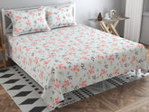 100% Cotton Double Bed Bedsheet Set With 2 Matching Pillow Covers | 90 X 90 Inches, Aqua & Pink- Ideal For Villas, Guest Houses, & Daily Home Use Double Bedsheet