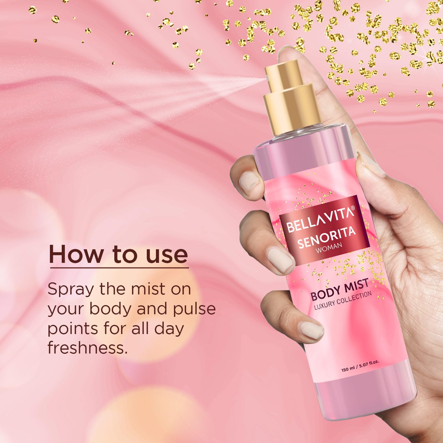 Bella Vita Luxury Senorita Woman Body Spray Mist 150ml 5.0 Fl.oz. Long Lasting Bella Vita Luxury Senorita Woman Body Spray Mist 150ml 5.0 Fl.oz. Long Lasting