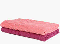 North Field Bath Towel 1000 Gsm | Extra Soft & Absorbent, Durable Bath Towel (Pink & Maroon) - Set Of 2