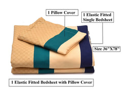 Polycotton Elastic Fitted Bedsheet For Single Bed With 1 Pillow Cover - 36 X 78 Inches, Multicolor | Super Soft Brushed Durable Fabric