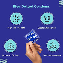 Bleu Vegan & 100% Natural Latex Dotted Condoms For Men With Extra Dots Toxin Free 8 Count Pack Of 2
