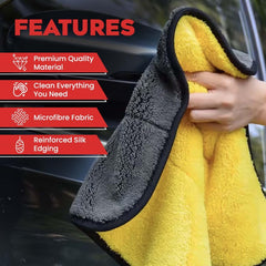 Autofy Multipurpose Microfiber 600 Gsm | Cleaning Towel Microfibre Cloth Highly Absorbent Dust Towels For All Vehicles Bikes Cars Glass Kitchen - Multicolour (Pack Of 3)