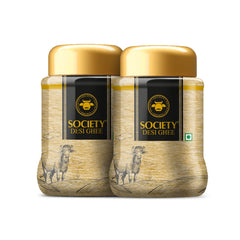 Pure Organic Desi Cow Ghee By Society | Rich Aroma & Nutritious Healthy Desi Cow Ghee Perfect Taste For Your Food | 2 Litre (1 Litr * 2) 67.6 Ounce | Jar Pack