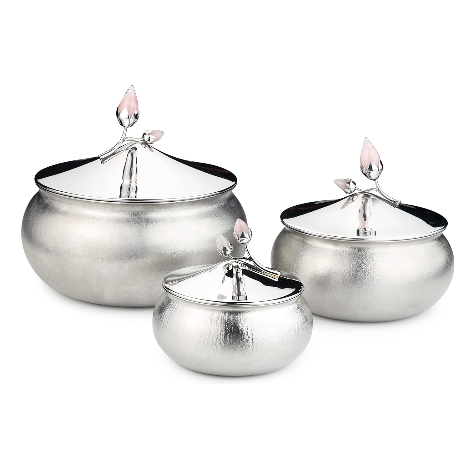 Textured Chrome Stainless Steel Serving Bowl With Lid - Rose Quartz Series | Double-Walled Stainless Steel Pot With Rose Quartz Lid - Medium Dining Table Bowl | Curry, Rice, Sabzi Serving Bowl Textured Chrome Stainless Steel Serving Bowl With Lid - Rose Quartz Series | Double-Walled Stainless Steel Pot With Rose Quartz Lid - Medium Dining Table Bowl | Curry, Rice, Sabzi Serving Bowl