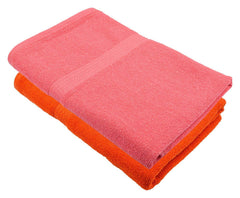 North Field Bath Towel 1000 Gsm | Extra Soft & Absorbent, Durable Bath Towel (Pink & Orange) - Set Of 2