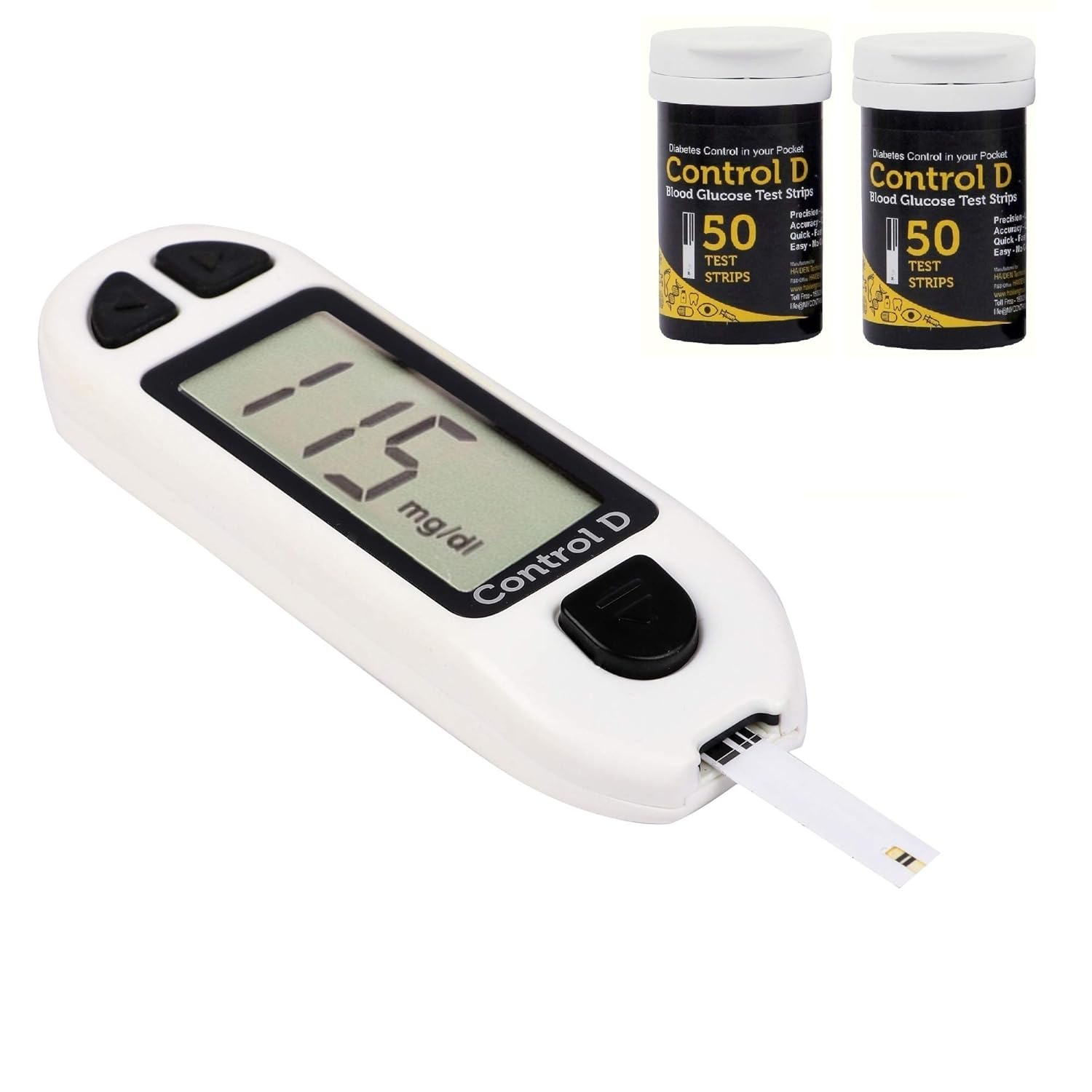 Control D Blood Glucose Monitor - Pack Of 100 Strips, White Control D Blood Glucose Monitor - Pack Of 100 Strips, White