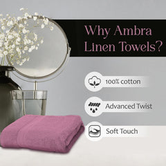 Ambra Linens 500 Gsm Highly Absorbent Towel, 100% Cotton, Soft & Plush, All Seasons Use, Large, Everyday Use, Durable (Lilac)