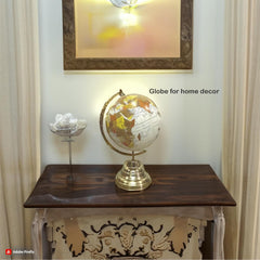 Rotating Globe With Gold Metal Arc & Sturdy Metal Base, Learning With This Antique-Style Globe, For Students, Pack Of 1