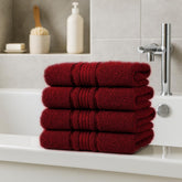 Akiko Home 100% Cotton Essential Series Hand Towels 800 Gsm | Soft, Absorbent & Durable, Cotton Hand Towel For Bathroom Use, Gentle On Skin- Pack Of 4 (Maroon)