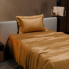 Single Bedsheet With 1 Pillow Cover - 60 X 90 Inches, Gold | Premium Bedding Set, Home Decor, Wedding Gift For Couples, Housewarming, Anniversary