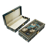 Flower Design Gold Printed Matt Touch Mgi Floral Decorative Box, Wedding Fancy Shagun Cash Box, Jewellery Box, Money Box, Gaddi Box, Colour - Green