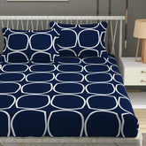 Double Bedsheet For Queen Size With Tow Pillow Cover - 72 X 72 Inches, Dark Blue | All Around Elastic Fitted Breathable & Durable, Soft Touch & Perfect For All Seasons