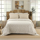 Cotton King Size Bedsheet With 4 Pillow Covers - Size 107 X 107 Inches, Beige | Light Weight & Breathable, Bedsheets Safe & Comfortable For Every Season