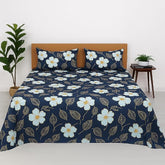 Printed Double Bed Bedsheet Set Includes 2 Pillow Covers Ultra-Soft Microfiber | 90 X 100 Inches, Blue - Breathable & Wrinkle-Free