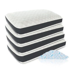 Shredded Memory Foam Pillows, Bed Pillows, Cooling Pillows For Sleeping, White | King Size, Adjustable Firm Pillows For Side Back & Stomach Sleepers | Relieves Neck & Back Pain - Pack Of 4