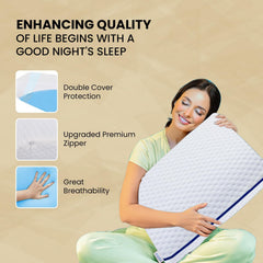 Cooling Gel Memory Foam Pillow, For Pain Relief, White Pillow, Size - Medium | Cervical Pillows For Spondylitis Neck & Shoulder Pain Relief, Bed Sleeping, Orthopedic Support Pillow