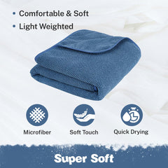 Fezora Microfiber Contler Bath Towels 320 Gsm | Large Size Bath Towel Soft & Absorbent Bath Towel For Men & Women (Dark Blue)