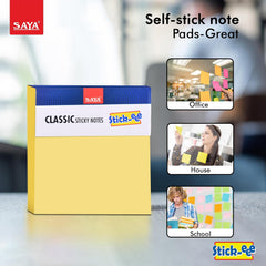 Sticky Notes Cube – 600 Sheets (100 Sheets X 6 Pads) | Self-Adhesive, Yellow - Ideal For Reminders