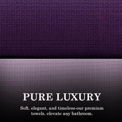 Casa Copenhagen Designed In Denmark Waffle Super Soft 2 Pieces 100% Cotton Large Bath Towel 525 Gsm - Dark Purple & Purple Rose