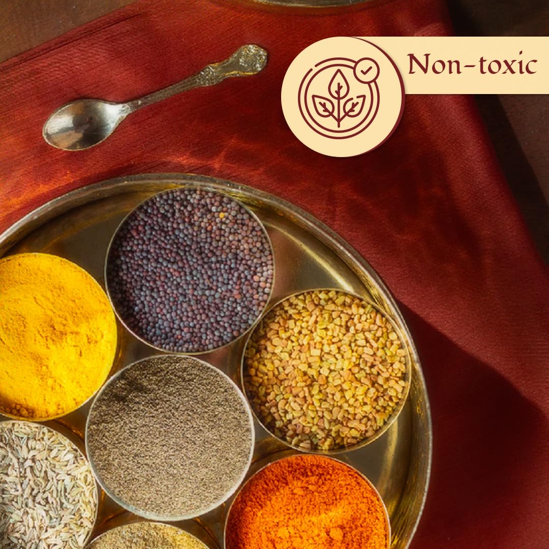 Golden Brass Masala Box - Masala Dani - Spice Box Set For Kitchen - Spice Storage Organizer - Masala Dabba | Non-Toxic Golden Brass Masala Box - Masala Dani - Spice Box Set For Kitchen - Spice Storage Organizer - Masala Dabba | Non-Toxic