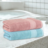 Himeya Bamboo Bath Towel 1200 Gsm | Ultra Absorbent 3x Softer Than Cotton Towels | Pack Of 2 - Ice Burst & Butter Pink