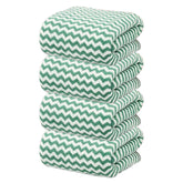 Black Gold The Finer Touch Microfiber Zigzag Bath Towel 1400 Gsm | Soft & Quick Dry Towel Lightweight & Absorbent Use For Men & Women (Peacock Green) - Pack Of 4