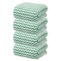 Black Gold The Finer Touch Microfiber Zigzag Bath Towel 1400 Gsm | Soft & Quick Dry Towel Lightweight & Absorbent Use For Men & Women (Peacock Green) - Pack Of 4