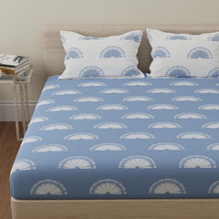 1 Double Bedsheet With 2 Pillow Covers - 88 X 96 Inches, Blue & White | Soft & Comfortable Feel To Your Skin | Do Not Bleach