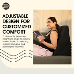 Wedge Pillow For Back Support, Adjustable Wedge Pillow With Headrest, Velvet Black - 22 X 22 X 12 Inch | Memory Foam Bed Wedge Pillow For Sleeping | Acid Reflux, Gerd, Snoring, Resting