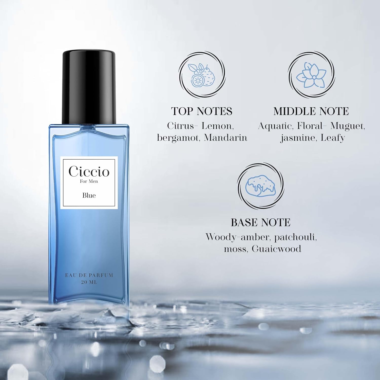 Ciccio Blue Eau De Parfum For Men 20ml 0.6 Fl.oz. Luxury Fragrance | Long Lasting Ciccio Blue Eau De Parfum For Men 20ml 0.6 Fl.oz. Luxury Fragrance | Long Lasting