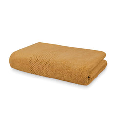 Spaces 100% Cotton Bath Towel 500 Gsm | Quick Dry Nano Spun Special Texture Bath Towels (Gold)