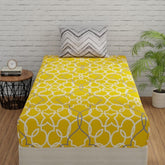 1 Single Bedsheet Cotton With 1 Pillow Covers - 55 X 88 Inches, Yellow & Grey | Long Lasting Softness & Light Weight | Machine Wash In Cold Water