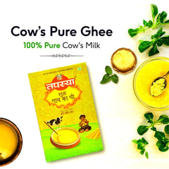 100% Natural Shudh Cow Ghee By Tapasya | Curd Churning Bilona Method Pure Desi Ghee For Immunity Booster | (1 Litr) 33.8 Ounce | Box Pack